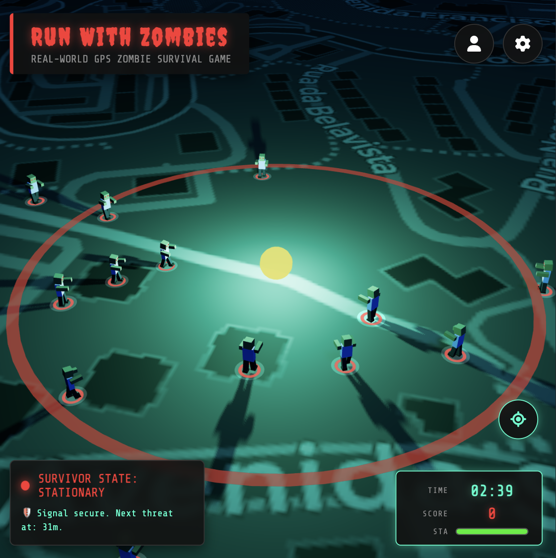 Run With Zombies live GPS map gameplay with nearby zombies